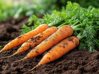 fresh carrots on the ground