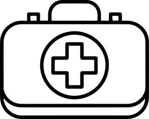 Obraz premium Simple outline icon of a medical first aid kit with a cross symbol