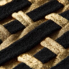 Close-up of black and gold interwoven textile