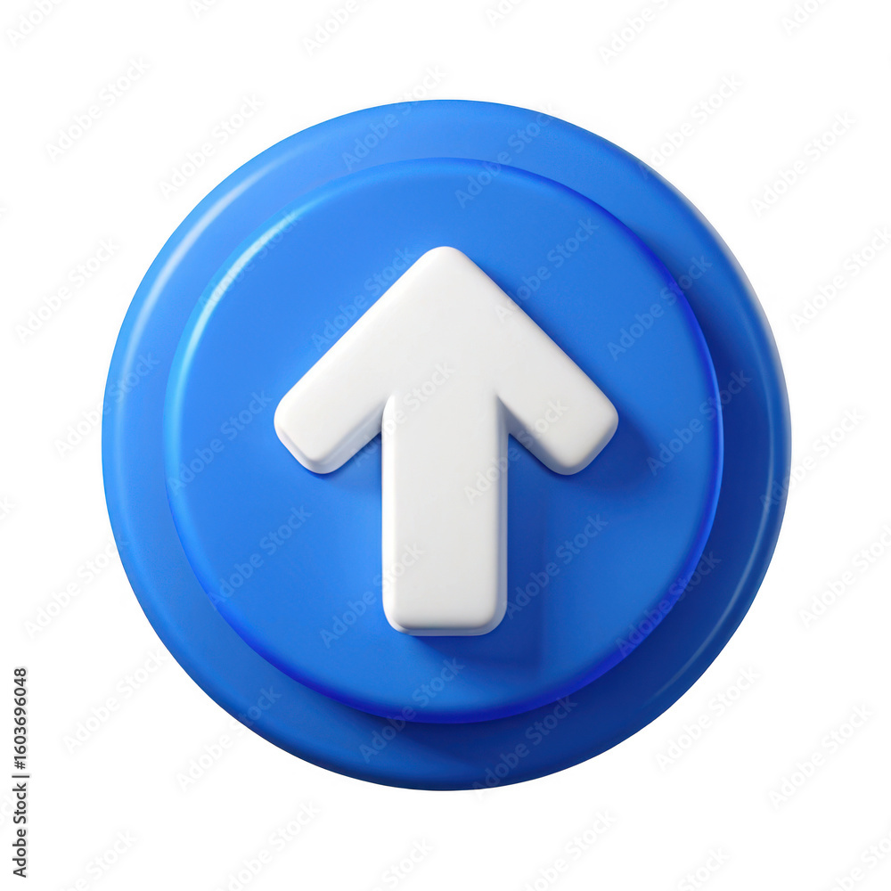 Poster 3d up arrow button isolated on transparent background