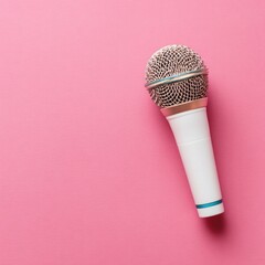White microphone on pink background (1)