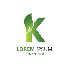 Letter K Leaf Logo Template