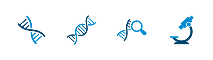 Solid vector icon of DNA, science, research, microscope, genes.