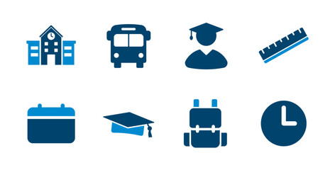 Vector icon of education, back to school, students, timetable.