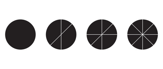 Pie chart icons. Progress sectors pie chart icon. Circle section graph. Vector illustrator