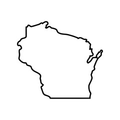 High-Contrast Black Outline of the State of Wisconsin on White Background – Minimalist Vector Silhouette