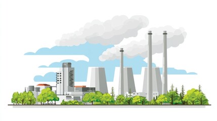 Industrial landscape with pollution