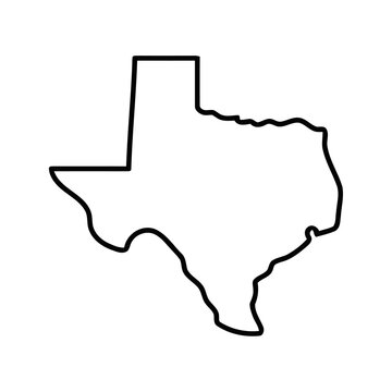 Bold Black Outline of the State of Texas on White Background &ndash; Minimalist Vector Illustration