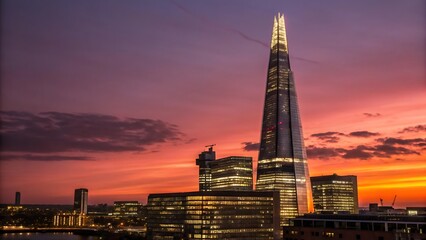 The shard skyscraper at dusk london england uk