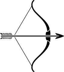 Black silhouette of a bow and arrow ready to shoot