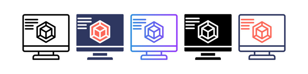 3D Modeling Icon multiple icon
