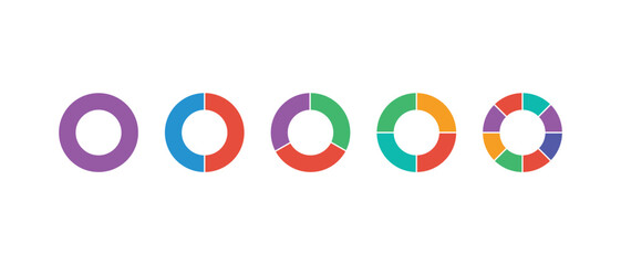 Pie chart icons. Progress sectors pie chart icon. Circle section graph. Vector illustrator