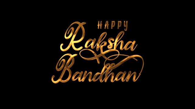 Happy raksha bandhan text animation in gold, perfect for greeting cards, social media posts, and event promotions.