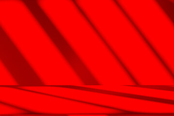 Wall interior background, studio and backdrops show products.with shadow from window color Red background for text insertion and presentation product	