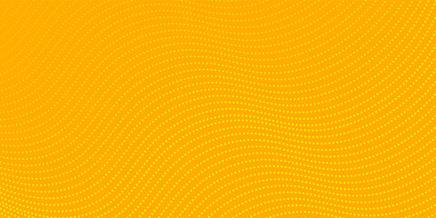 Yellow halftone pattern. Retro comic gradient background. Bright orange pixelated dotted texture overlay. Cartoon pop art faded gradient pattern. Vector backdrop for poster, banner, advertisement