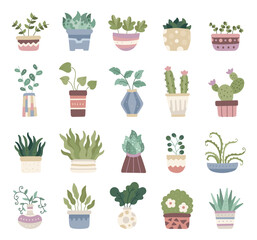 House plant pot set featuring scandinavian style with botanical interior decoration for your illustration and natural cozy spaces and peaceful home atmosphere and creative designs projects