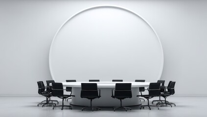 Empty conference room with round table and chairs