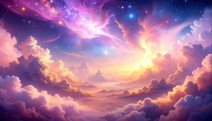Celestial cloudscape with vibrant colors