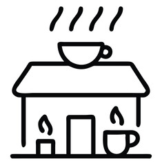 Obraz premium Dog Illustration A Whimsical Tea Shop Scene in a Charming Village