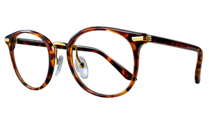 Elegant Eyewear: A close-up shot of sophisticated spectacles, with a chic tortoise-shell frame. Its lenses are ready for optimal vision and style.