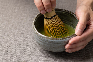 お茶を立てる手元　Japanese culture