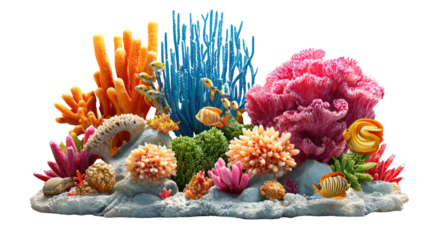 Underwater Eden: An enchanting aquatic landscape explodes with vibrant hues and intricate textures. A miniature reef teems with coral formations, creating a biodiverse habitat.
