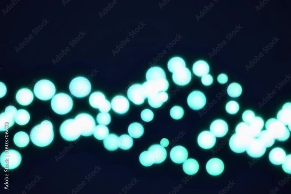 Poster glowing spheres creating an abstract, artistic pattern against a dark background