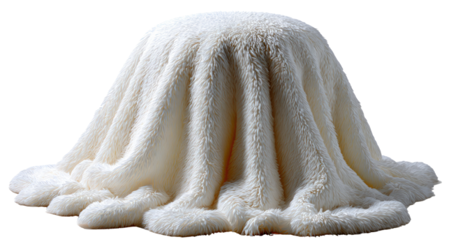 Texture in White: A close-up studio shot showcasing a soft, luxurious, and inviting fabric with intricate folds, highlighting its fluffy texture.