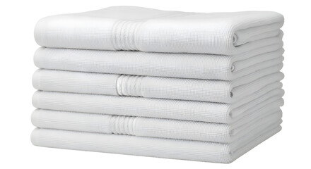 A neat stack of folded white cotton towels isolated against a white background   ai generative, transparent background, white background.