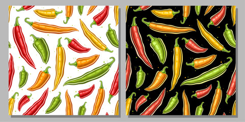 Vector Chili Pepper seamless patterns