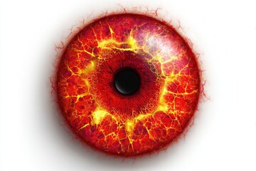 Fiery, red eye with cracked texture
