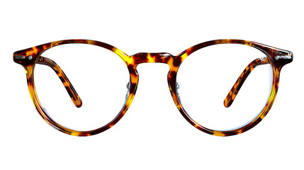 Stylish Eyeglasses: Elegant spectacles showcase a classic round frame with a distinctive tortoise-shell pattern, exuding sophistication and timeless style.