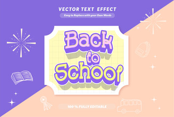 Back to School Editable 3D Text Effect in Cute Cartoon Style for Kids and Education Projects Print