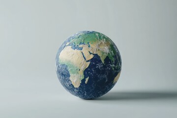 Fototapeta premium A realistic earth globe on a light gray background with subtle shadow