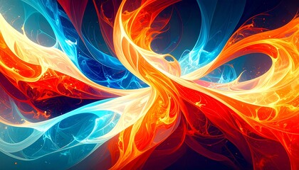 Naklejka premium Abstract swirling flames of fire and ice