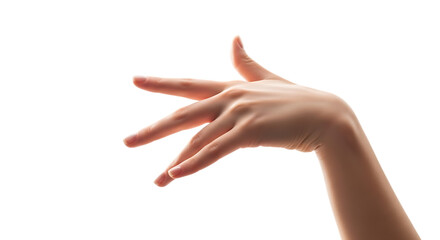 minimal closeup of a girl's hand gesture on transparent background PNG file