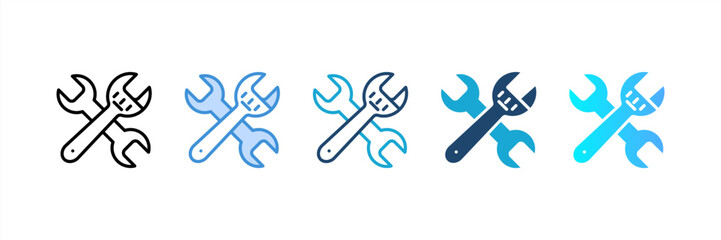 Wrench icon set multiple style collection