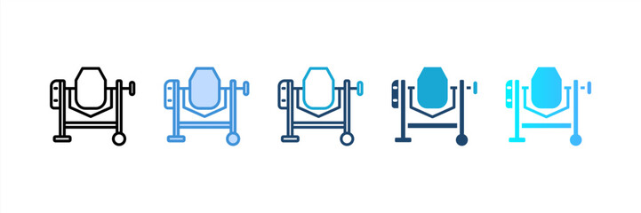 Concrete Mixer icon set multiple style collection