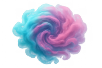 Pink and blue smoke swirling together, creating an abstract and colorful design on a transparent background, ideal for graphic design projects