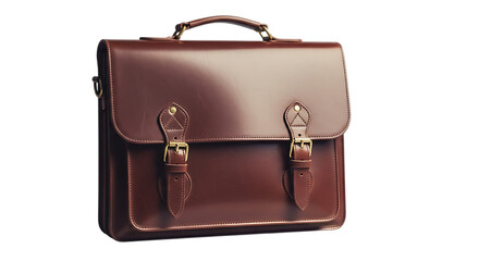 classic leather briefcase with buckle design on transparent background PNG file