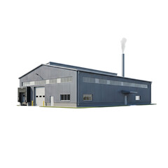 simple realistic factory building model on transparent background PNG file