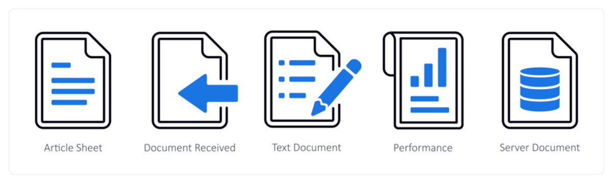 A set of 5 mix icons as article sheet, document recieved, text document