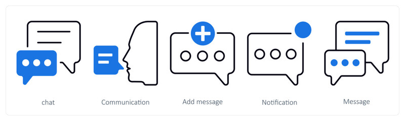 Fototapeta premium A set of 5 mix icons as chat, communication, add message