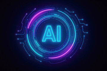 Glowing Neon AI Interface With Circuitry artificial intelligence technology