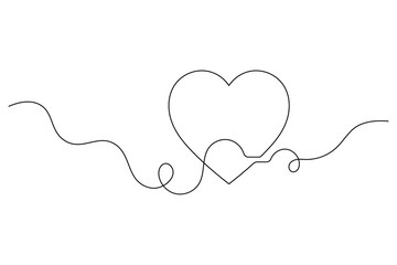 Elegant Heart Divider Line Art   Continuous Love Line Drawing for Wedding & Romantic Designs. vector
