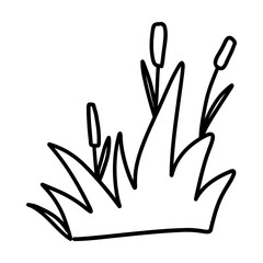 Simple black line drawing of grass. Suitable for nature-themed designs, coloring books, or eco illustrations. 