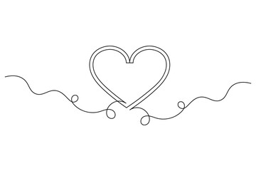 Elegant Heart Divider Line Art   Continuous Love Line Drawing for Wedding & Romantic Designs. vector