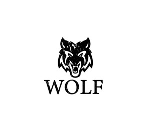 Aggressive Distressed Wolf Head Logo