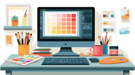 Naklejka premium Graphic design workspace