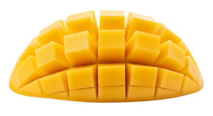 fresh mango slice top view food art on transparent background PNG file